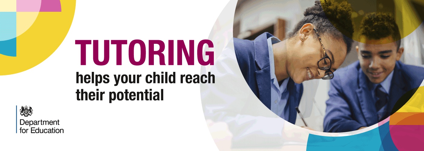 Tutoring helps your child reach their potential graphic featuring two children